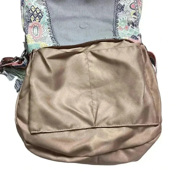Sakroots Artist Circle Llama Foldover Crossbody Bag Gray Multi 106495 NEW - Picture 10 of 12
